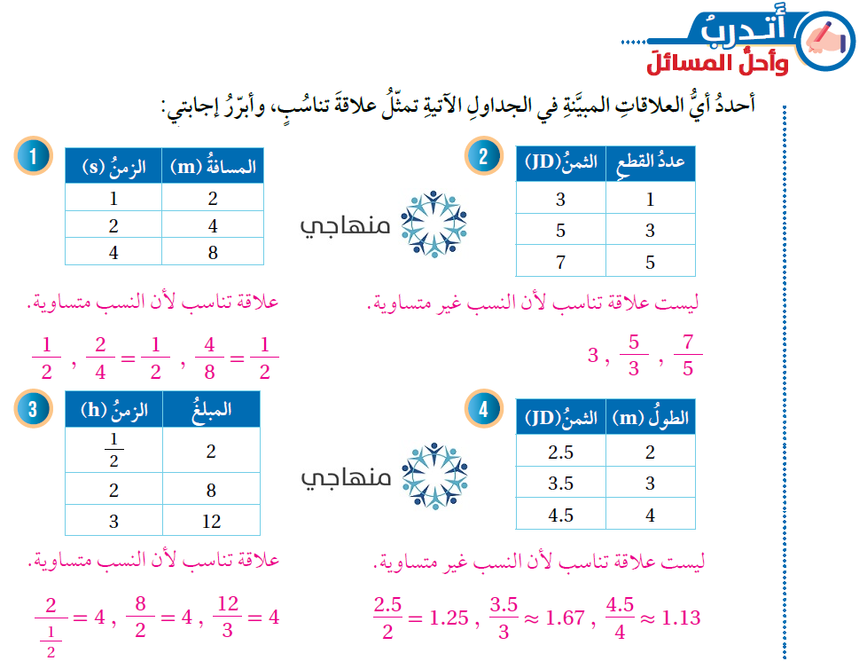 العلاقات التناسبية